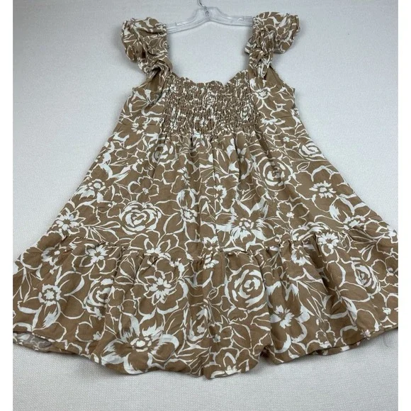 Blu Pepper Babydoll Dress Womens Size L Mini Brown Cream Floral Lined - Picture 11 of 12